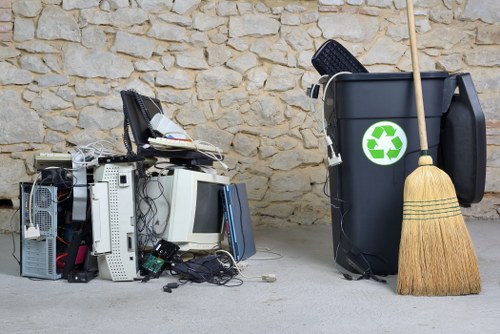 Different types of builders' waste materials ready for clearance